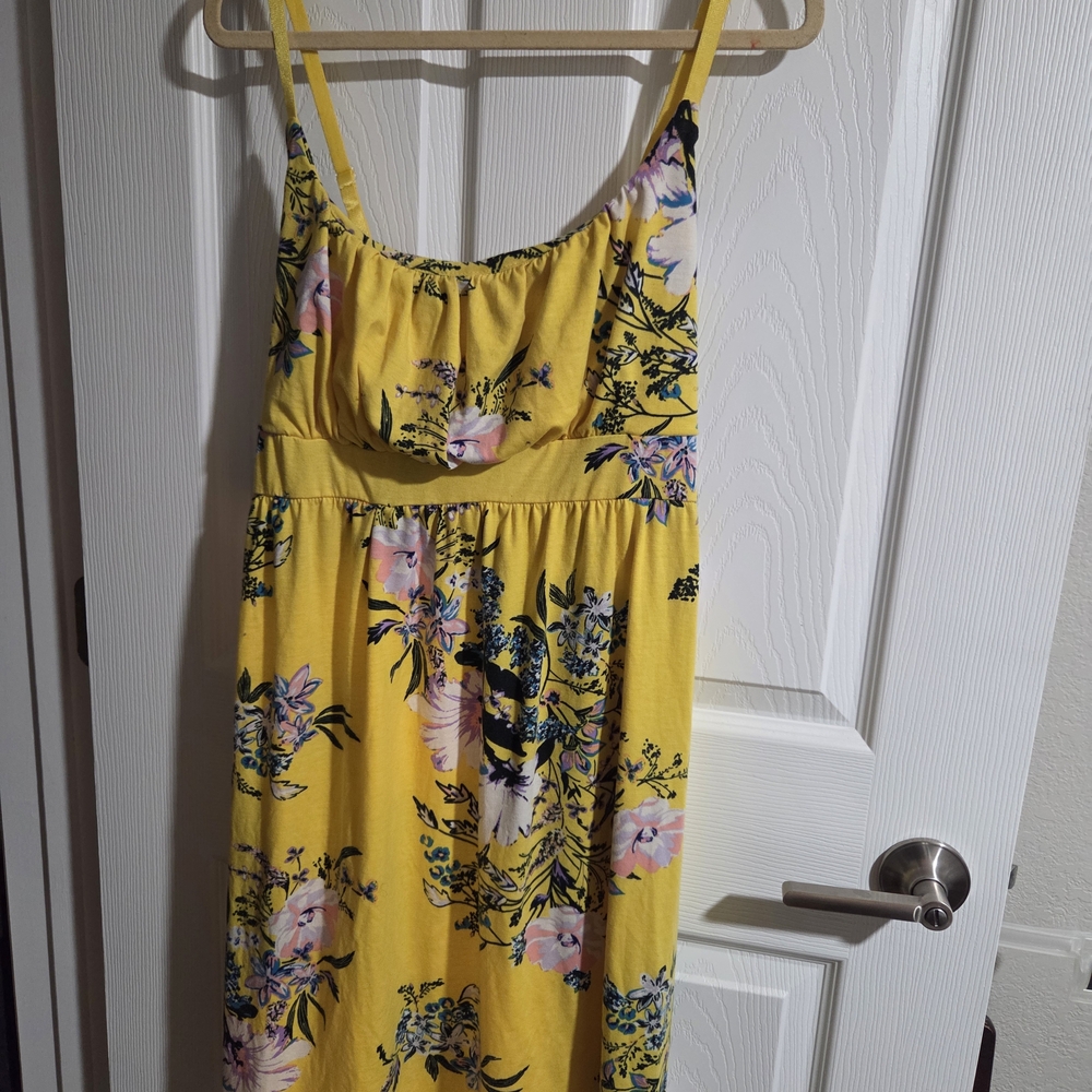 Alison Brittney Yellow Floral Adjustable  Straps Sundress Mini Dress Size 1x